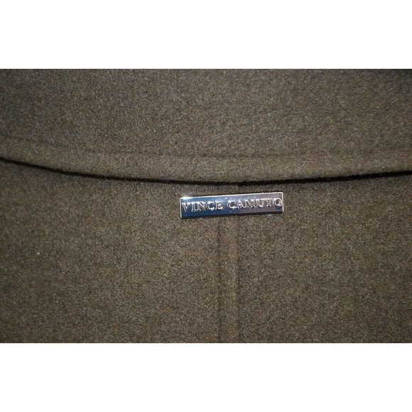 VINCE CAMUTO Women's Detachable Faux Fur Collar Full Zip Peacoat SMALL Olive NWT - Picture 6 of 10